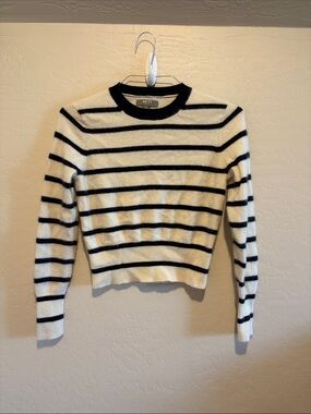 Navy  & White Striped Crewneck Sweater